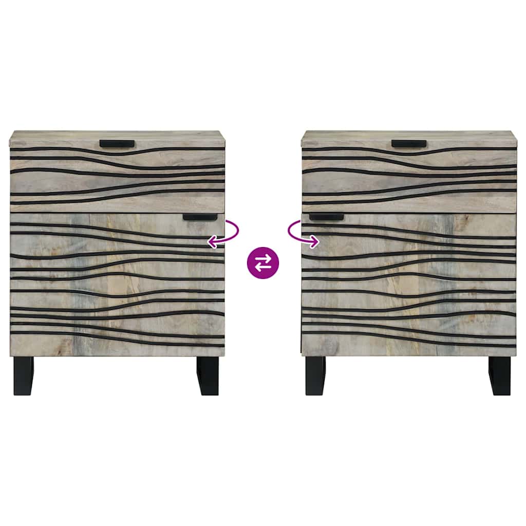 Nachtkastje Wit en zwart 50 x 33 x 60 cm Massief acaciahout is nu te koop bij PeponiXL, paradijselijk wonen!