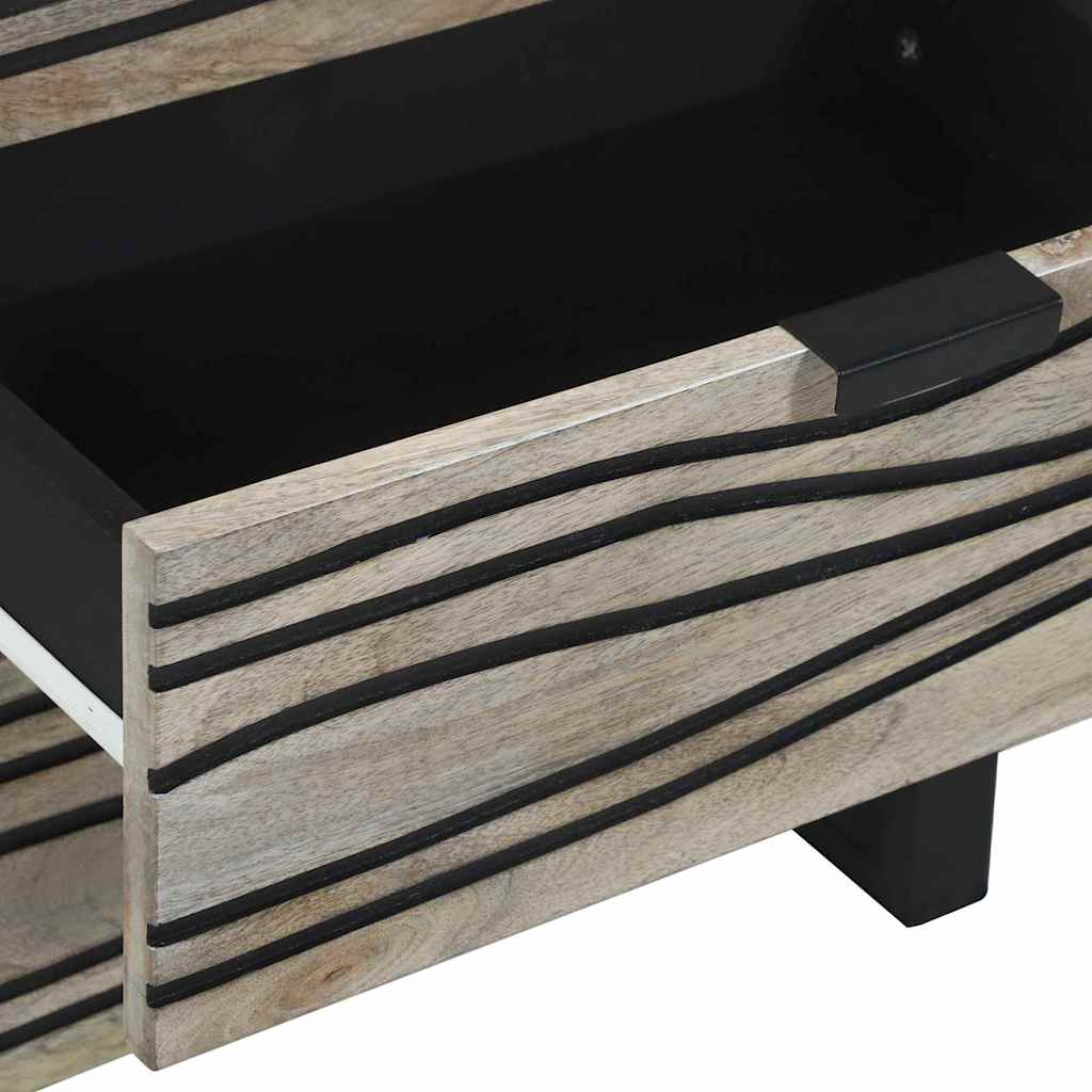 Nachtkastje Wit en zwart 50 x 33 x 62 cm Massief acaciahout is nu te koop bij PeponiXL, paradijselijk wonen!