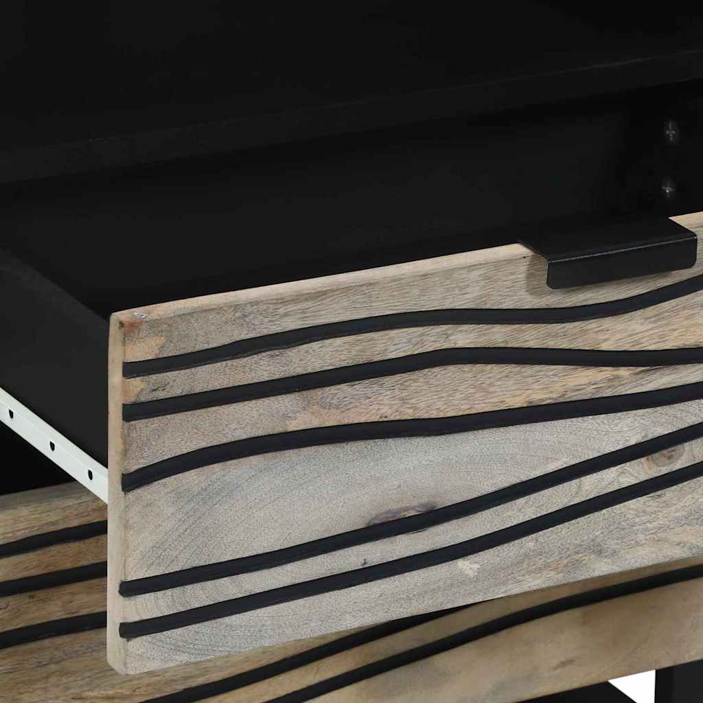 Nachtkastje Wit en zwart 50 x 33 x 62 cm Massief acaciahout is nu te koop bij PeponiXL, paradijselijk wonen!