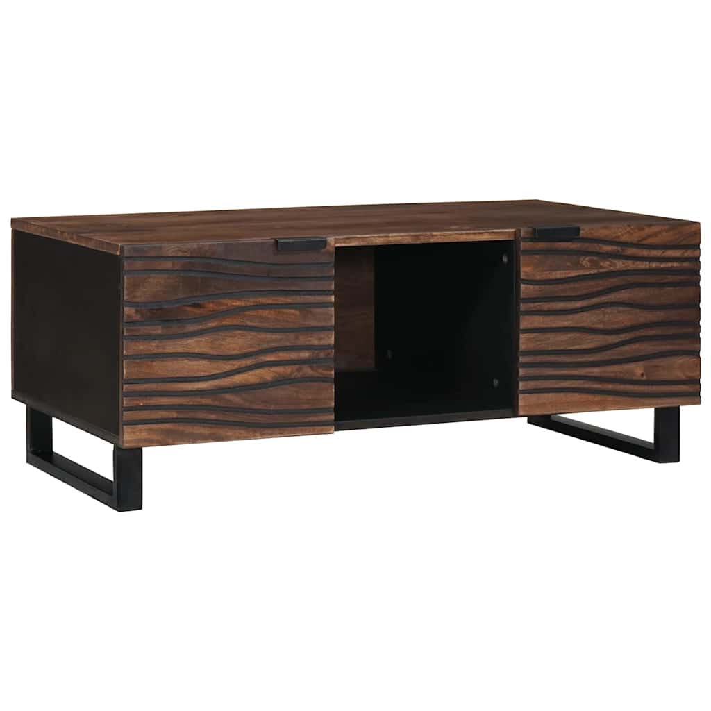 Salontafel Bruin en zwart 100 x 54 x 40 cm Massief acaciahout is nu te koop bij PeponiXL, paradijselijk wonen!