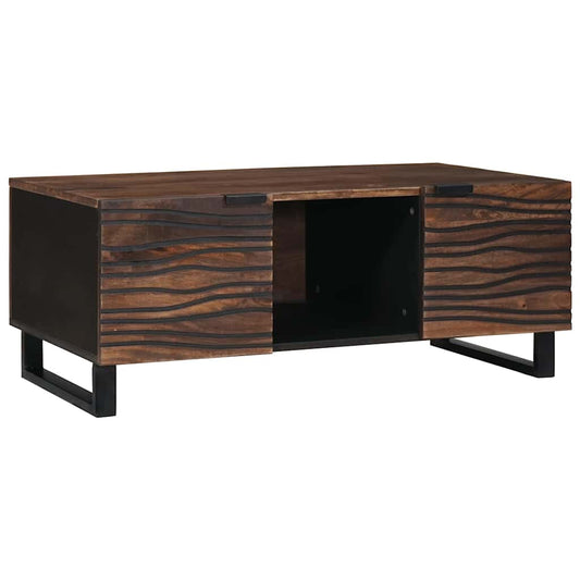 Salontafel Bruin en zwart 100 x 54 x 40 cm Massief acaciahout is nu te koop bij PeponiXL, paradijselijk wonen!