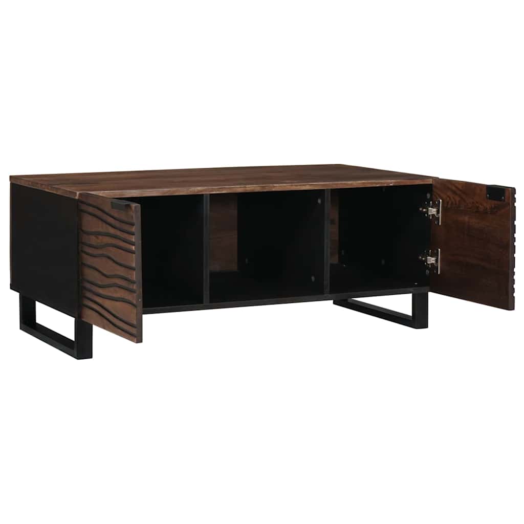 Salontafel Bruin en zwart 100 x 54 x 40 cm Massief acaciahout is nu te koop bij PeponiXL, paradijselijk wonen!