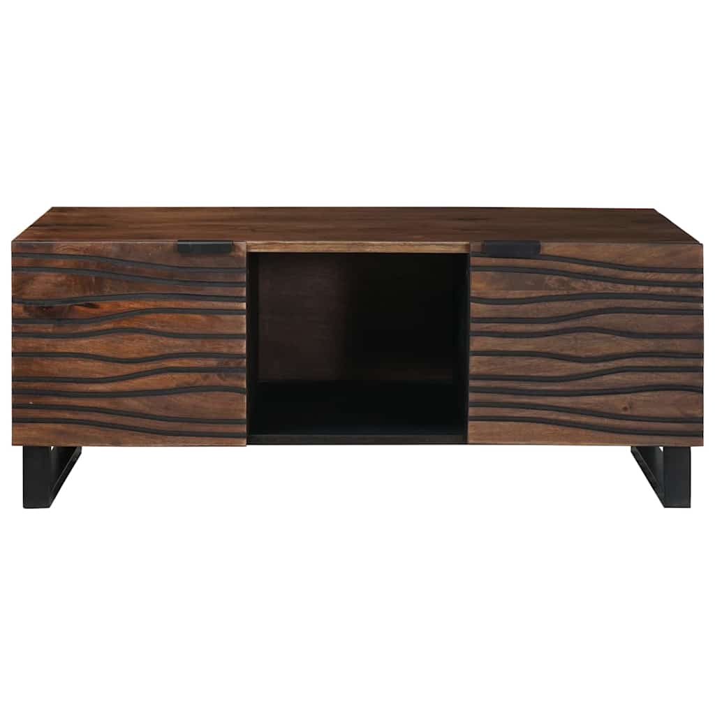 Salontafel Bruin en zwart 100 x 54 x 40 cm Massief acaciahout is nu te koop bij PeponiXL, paradijselijk wonen!