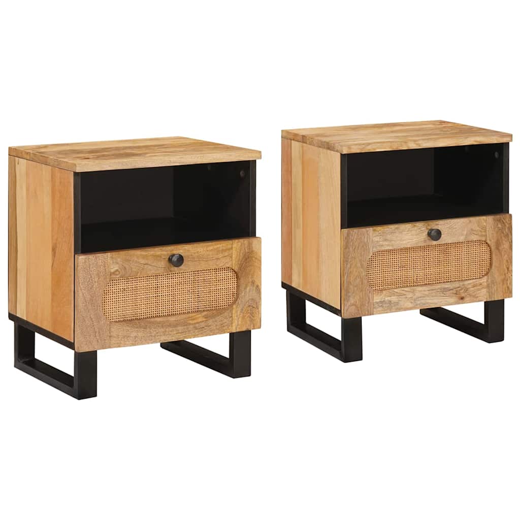 Nachtkastje 2 pcs Naturel 40 x 33 x 46 cm Massief Mango Hout is nu te koop bij PeponiXL, paradijselijk wonen!