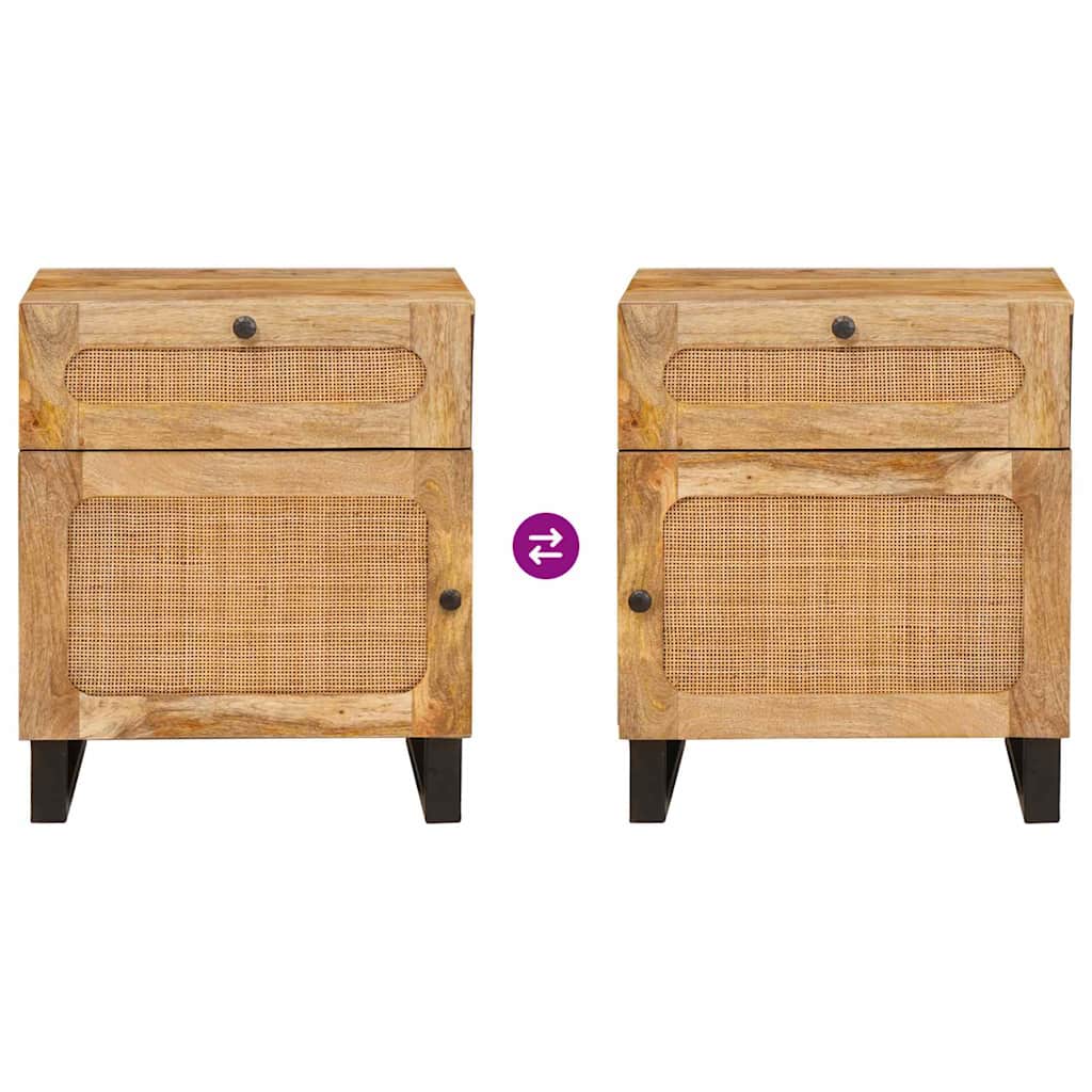 Nachtkastje met lade Naturel 50 x 33 x 60 cm Massief Mango Hout is nu te koop bij PeponiXL, paradijselijk wonen!