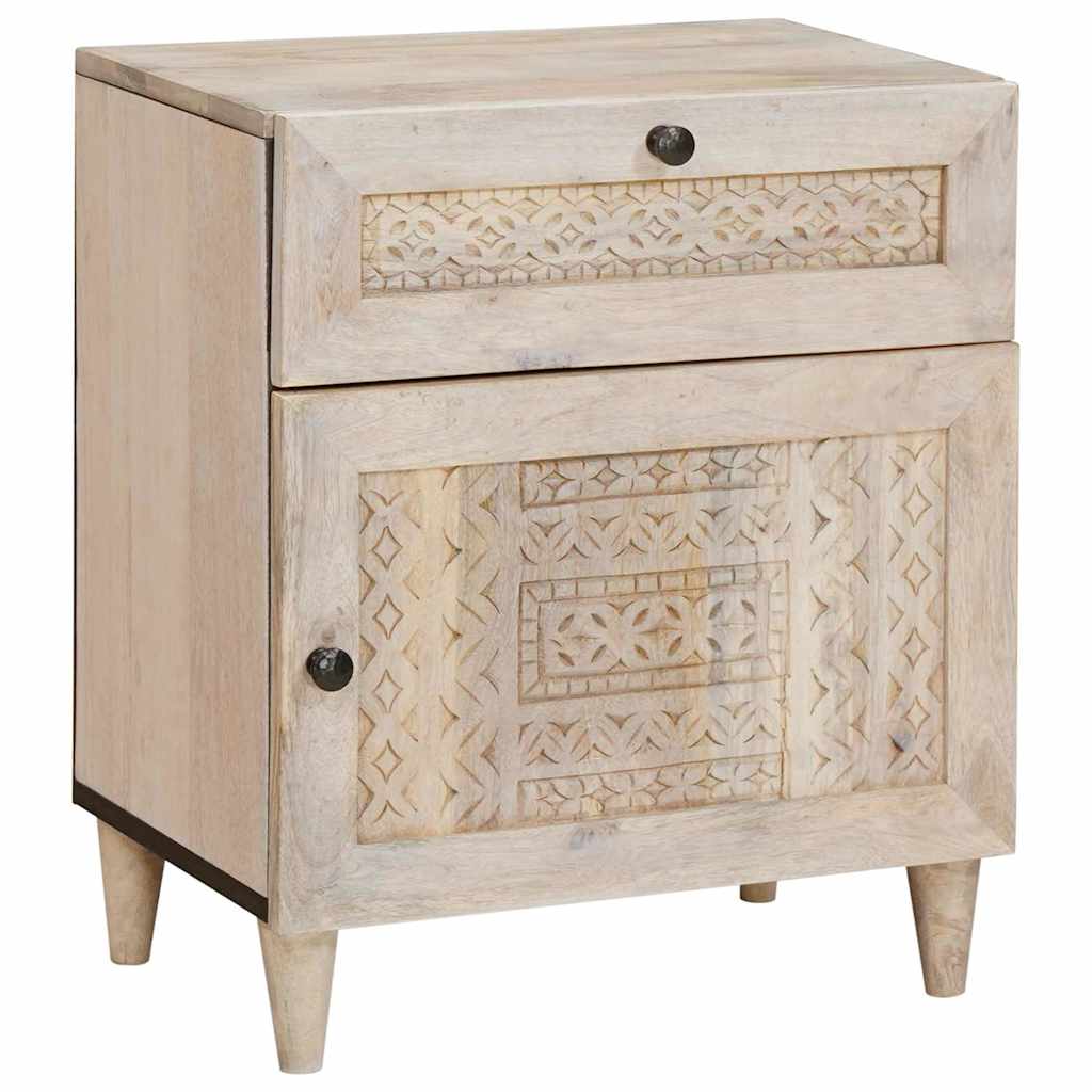 Nachtkastje met lade Beige 50 x 33 x 60 cm Massief acaciahout is nu te koop bij PeponiXL, paradijselijk wonen!