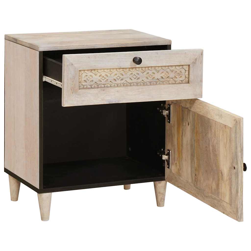 Nachtkastje met lade Beige 50 x 33 x 60 cm Massief acaciahout is nu te koop bij PeponiXL, paradijselijk wonen!