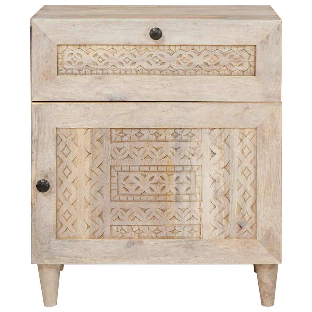 Nachtkastje met lade Beige 50 x 33 x 60 cm Massief acaciahout is nu te koop bij PeponiXL, paradijselijk wonen!