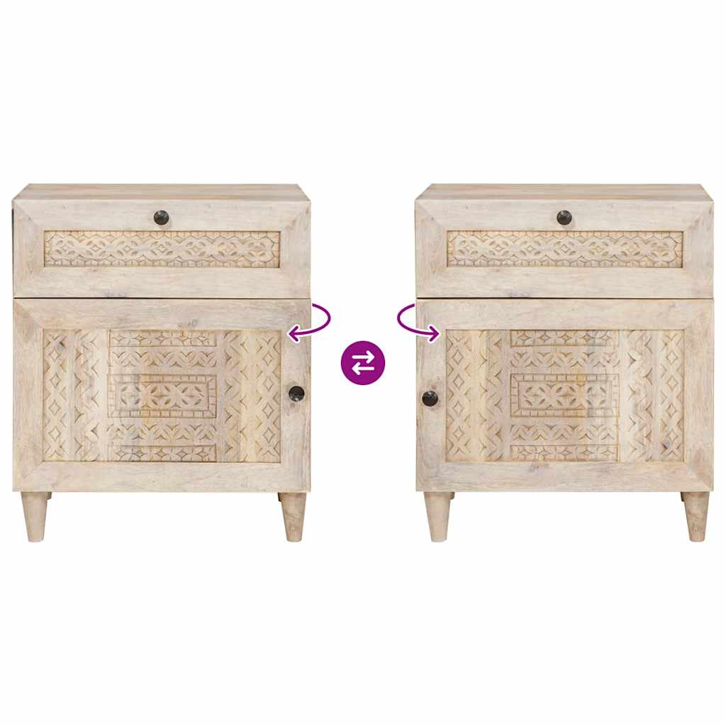 Nachtkastje met lade Beige 50 x 33 x 60 cm Massief acaciahout is nu te koop bij PeponiXL, paradijselijk wonen!