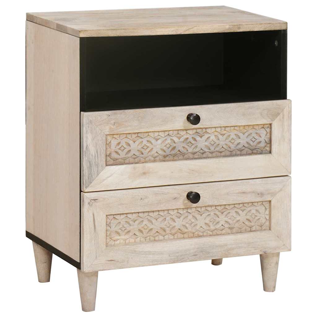 Nachtkastje met lade Beige 50 x 33 x 62 cm Massief acaciahout is nu te koop bij PeponiXL, paradijselijk wonen!