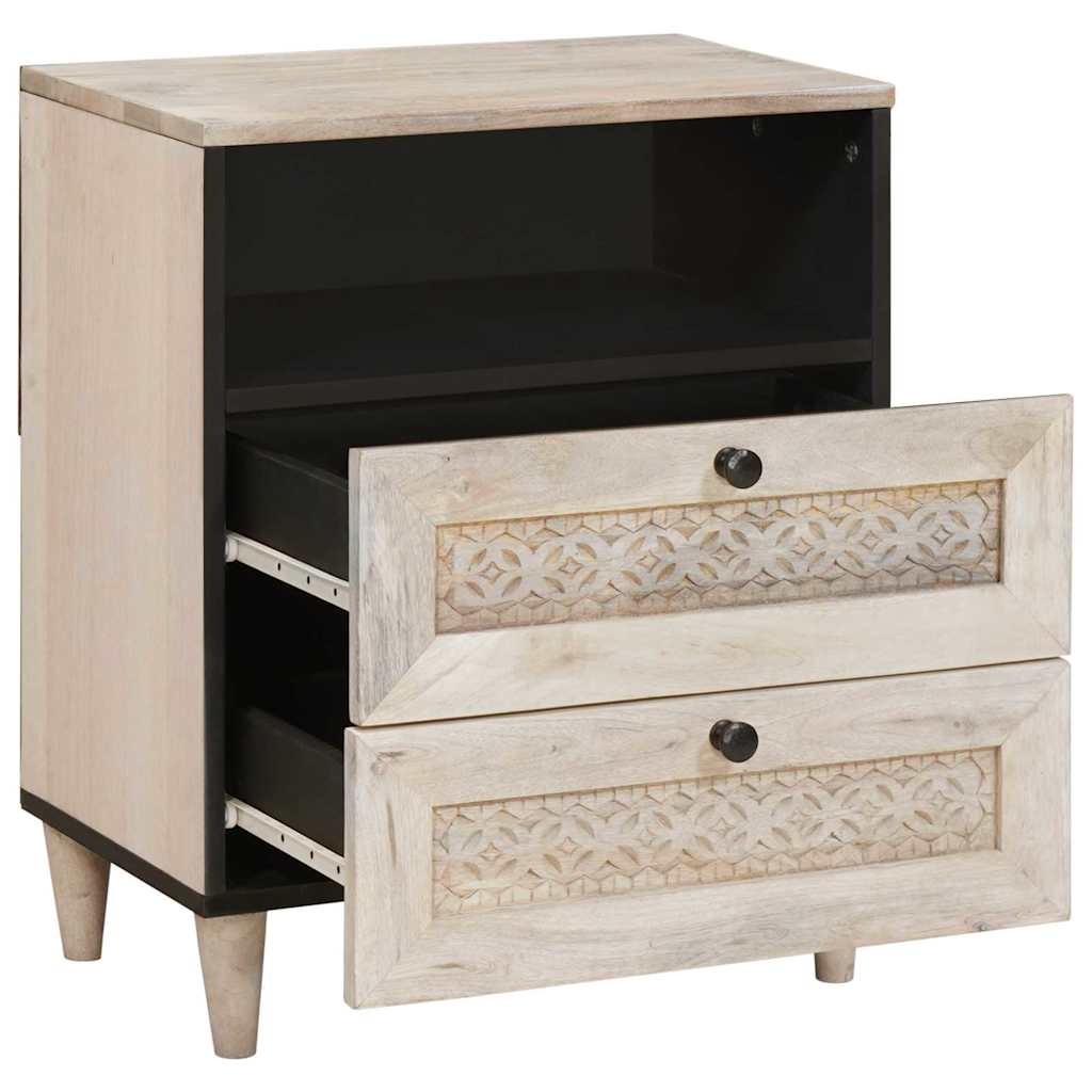 Nachtkastje met lade Beige 50 x 33 x 62 cm Massief acaciahout is nu te koop bij PeponiXL, paradijselijk wonen!