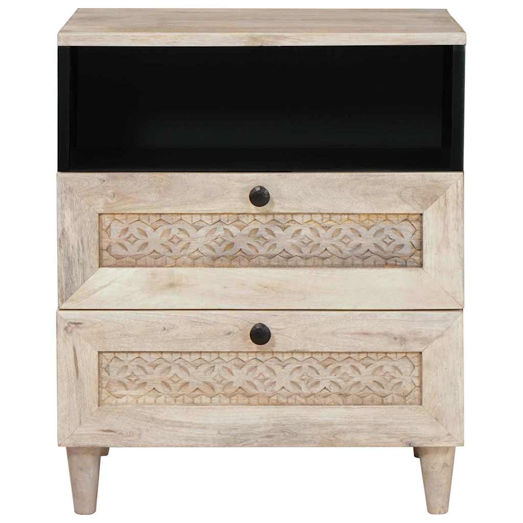 Nachtkastje met lade Beige 50 x 33 x 62 cm Massief acaciahout is nu te koop bij PeponiXL, paradijselijk wonen!