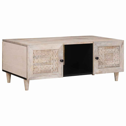 Salontafel met plank Beige 100 x 54 x 40 cm Massief acaciahout is nu te koop bij PeponiXL, paradijselijk wonen!
