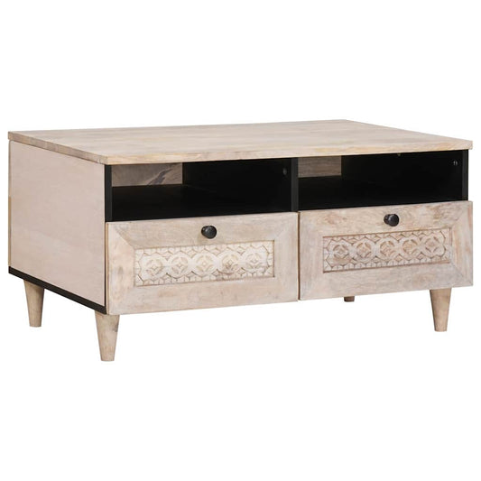 Salontafel met lade Wit 80 x 54 x 40 cm Massief acaciahout is nu te koop bij PeponiXL, paradijselijk wonen!