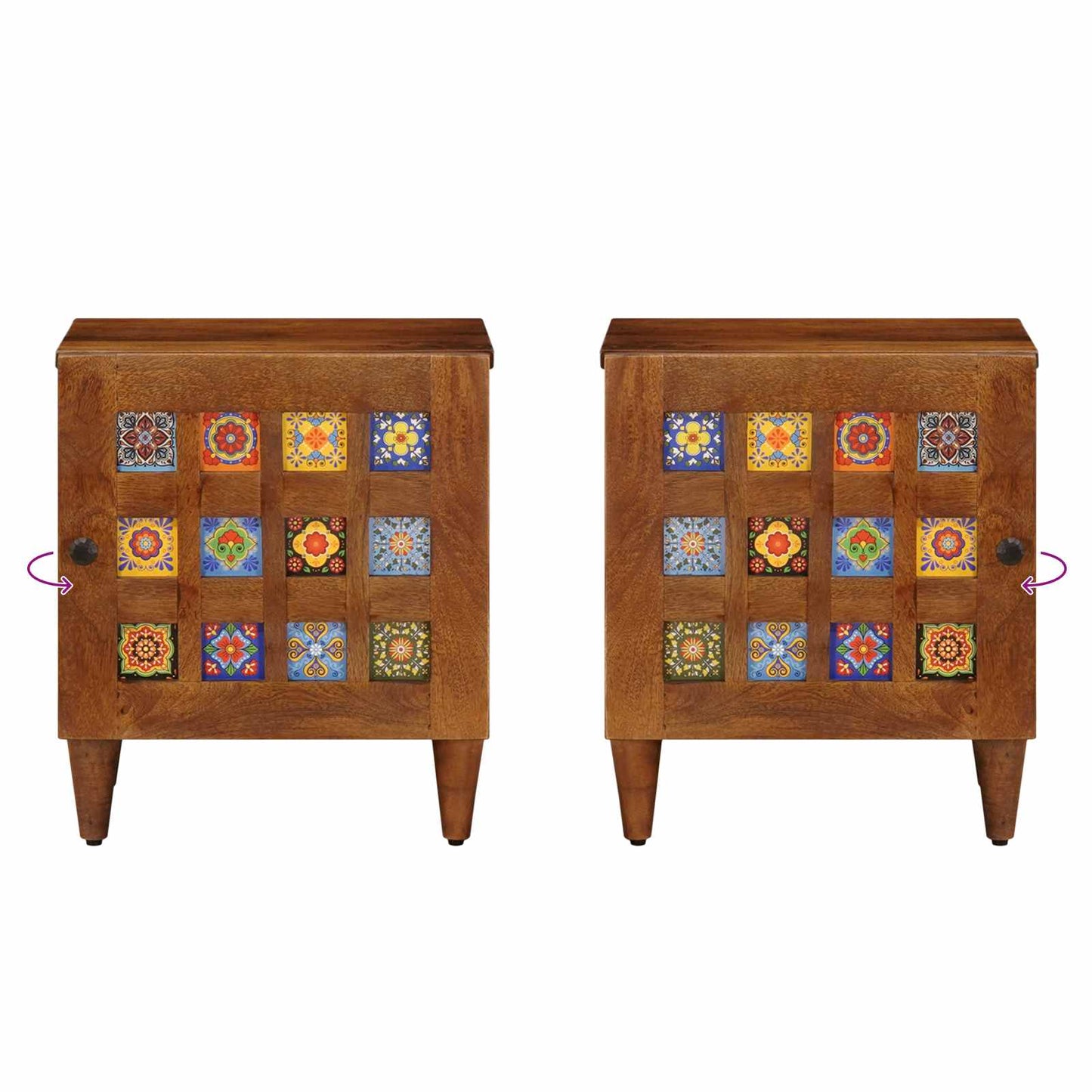 Nachtkastje Bruin 40 x 33 x 46 cm Massief Mango Hout is nu te koop bij PeponiXL, paradijselijk wonen!