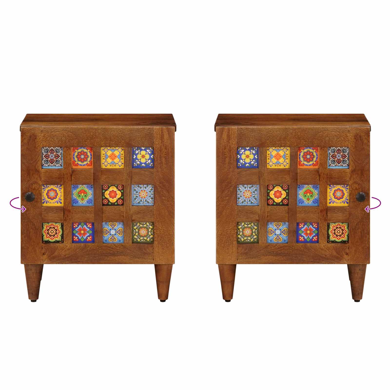 Nachtkastje Bruin 40 x 33 x 46 cm Massief Mango Hout is nu te koop bij PeponiXL, paradijselijk wonen!