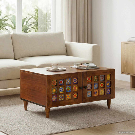 Salontafel Bruin 80 x 50 x 40 cm Massief Mango Hout is nu te koop bij PeponiXL, paradijselijk wonen!