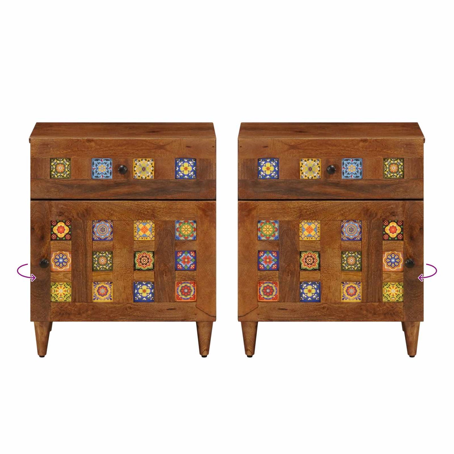 Nachtkastje met lade Bruin 50 x 33 x 60 cm Massief Mango Hout is nu te koop bij PeponiXL, paradijselijk wonen!