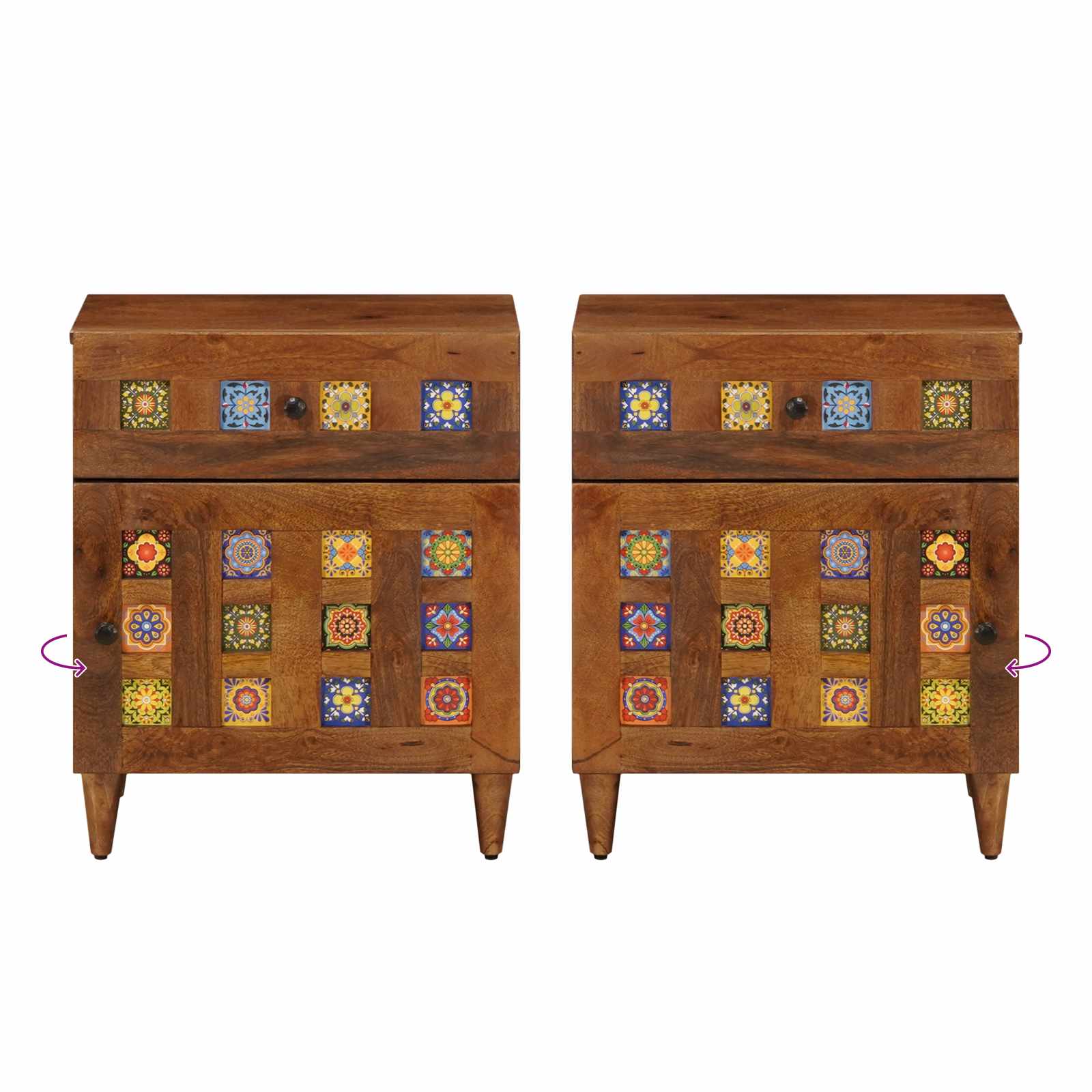 Nachtkastje met lade Bruin 50 x 33 x 60 cm Massief Mango Hout is nu te koop bij PeponiXL, paradijselijk wonen!