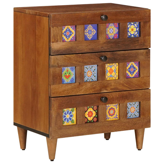 Nachtkastje met lade Bruin 50 x 33 x 62 cm Massief Mango Hout is nu te koop bij PeponiXL, paradijselijk wonen!