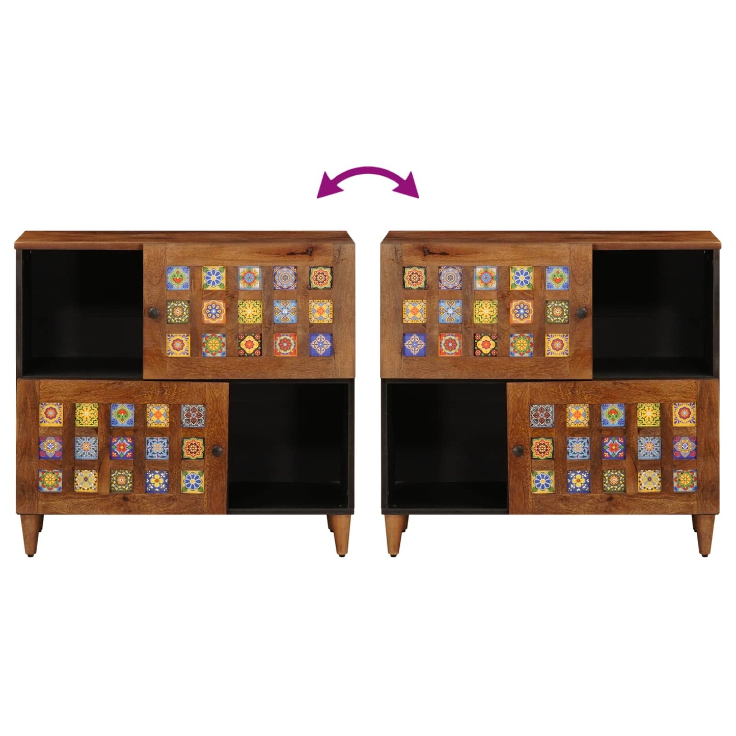 Dressoir Walnotenhout 80 x 33 x 75 cm Massief Mango Hout is nu te koop bij PeponiXL, paradijselijk wonen!