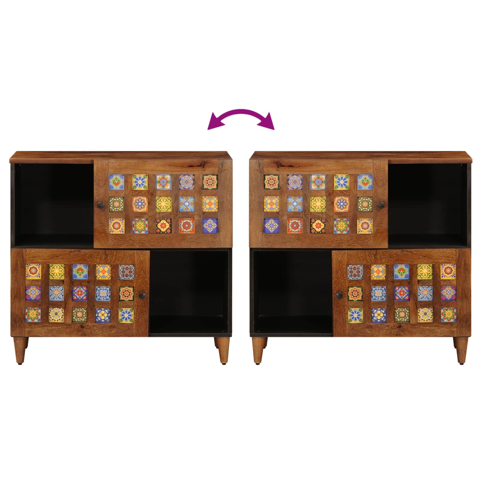 Dressoir Walnotenhout 80 x 33 x 75 cm Massief Mango Hout is nu te koop bij PeponiXL, paradijselijk wonen!
