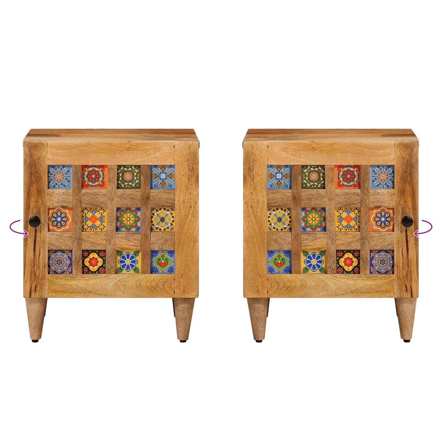 Nachtkastje Naturel 40 x 33,5 x 46 cm Massief Mango Hout is nu te koop bij PeponiXL, paradijselijk wonen!