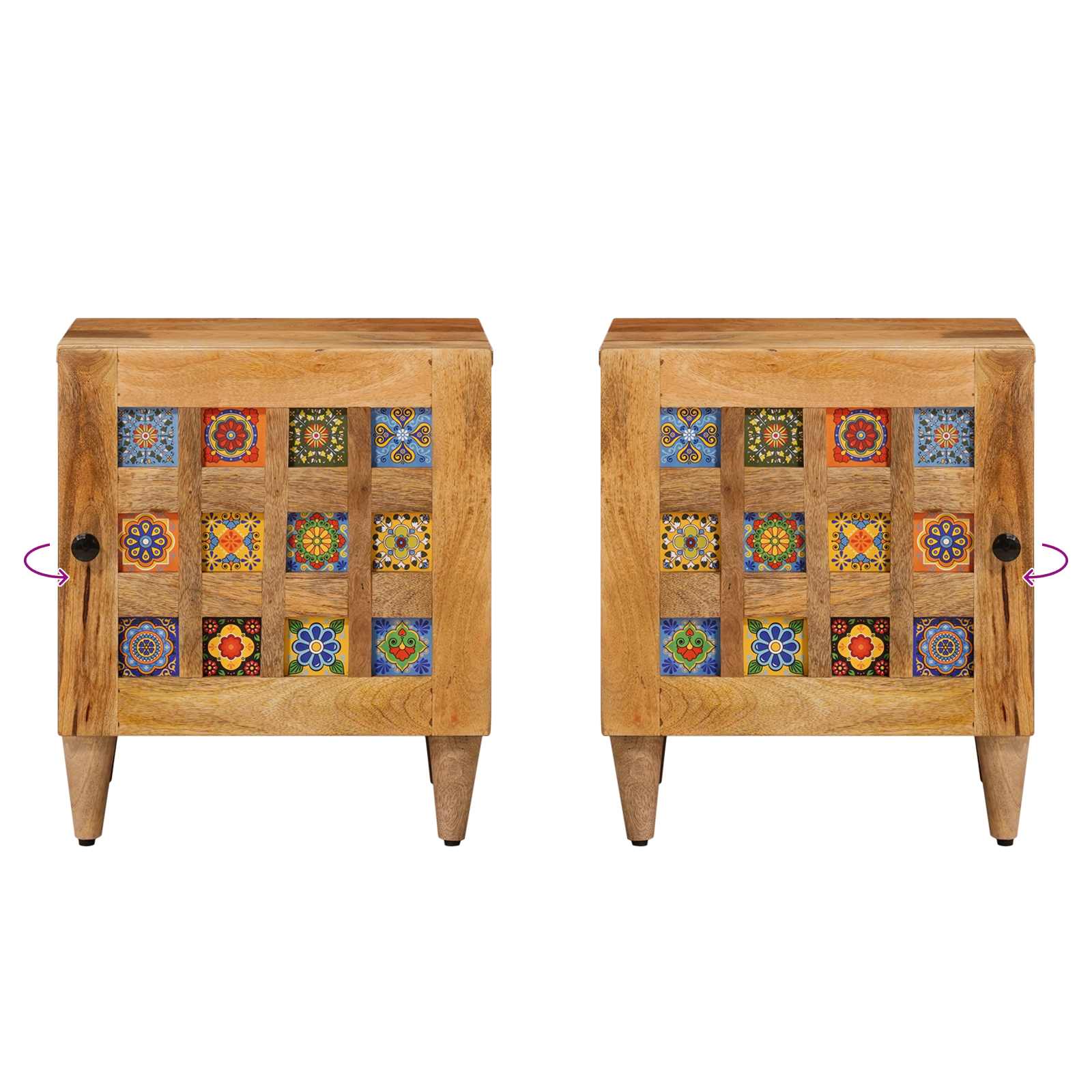 Nachtkastje Naturel 40 x 33,5 x 46 cm Massief Mango Hout is nu te koop bij PeponiXL, paradijselijk wonen!