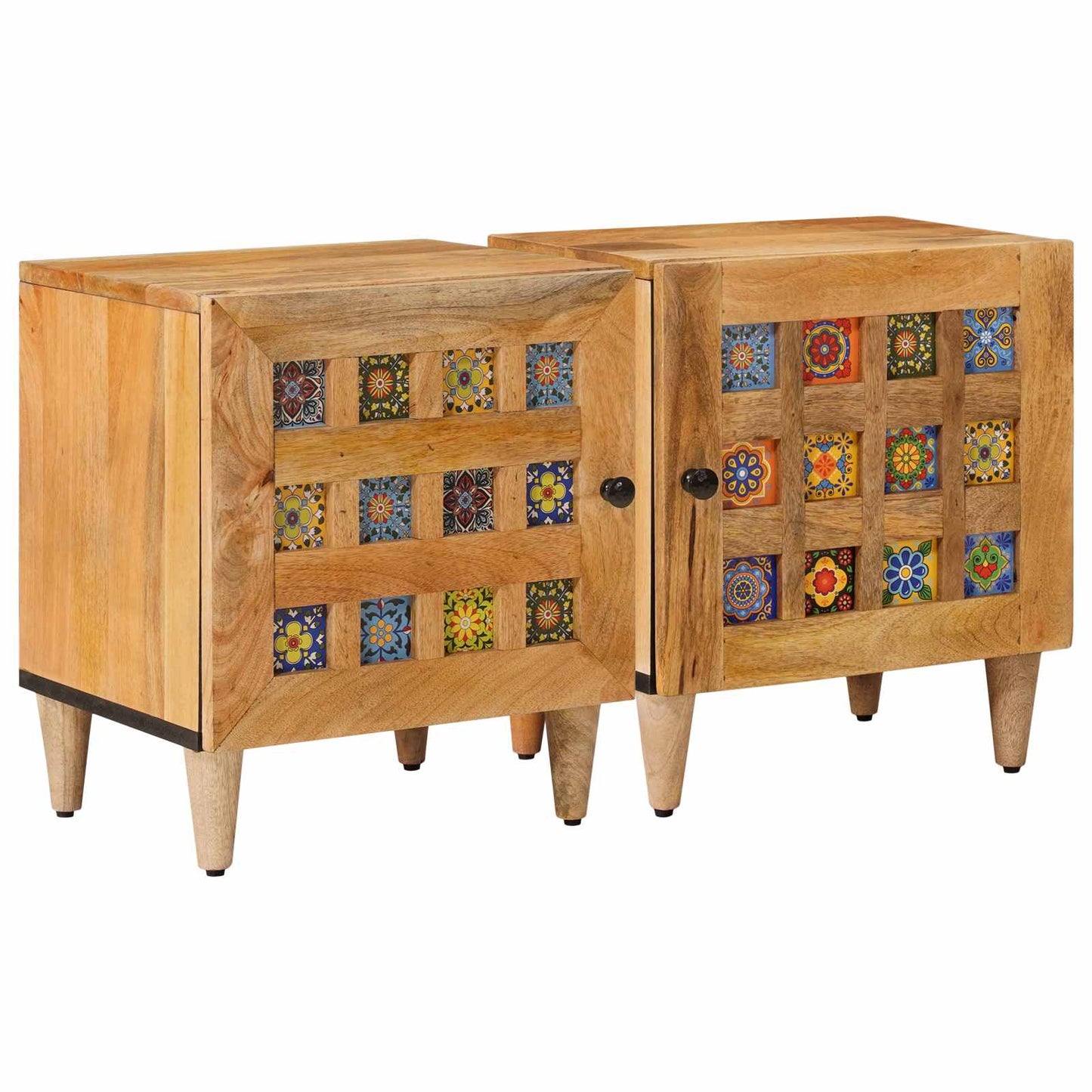 Nachtkastje 2 pcs Naturel 40 x 33 x 46 cm Massief Mango Hout is nu te koop bij PeponiXL, paradijselijk wonen!