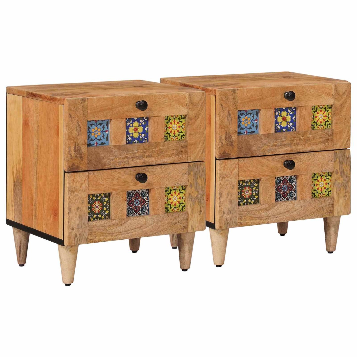 Nachtkastje 2 pcs Naturel 40 x 33 x 46 cm Massief Mango Hout is nu te koop bij PeponiXL, paradijselijk wonen!