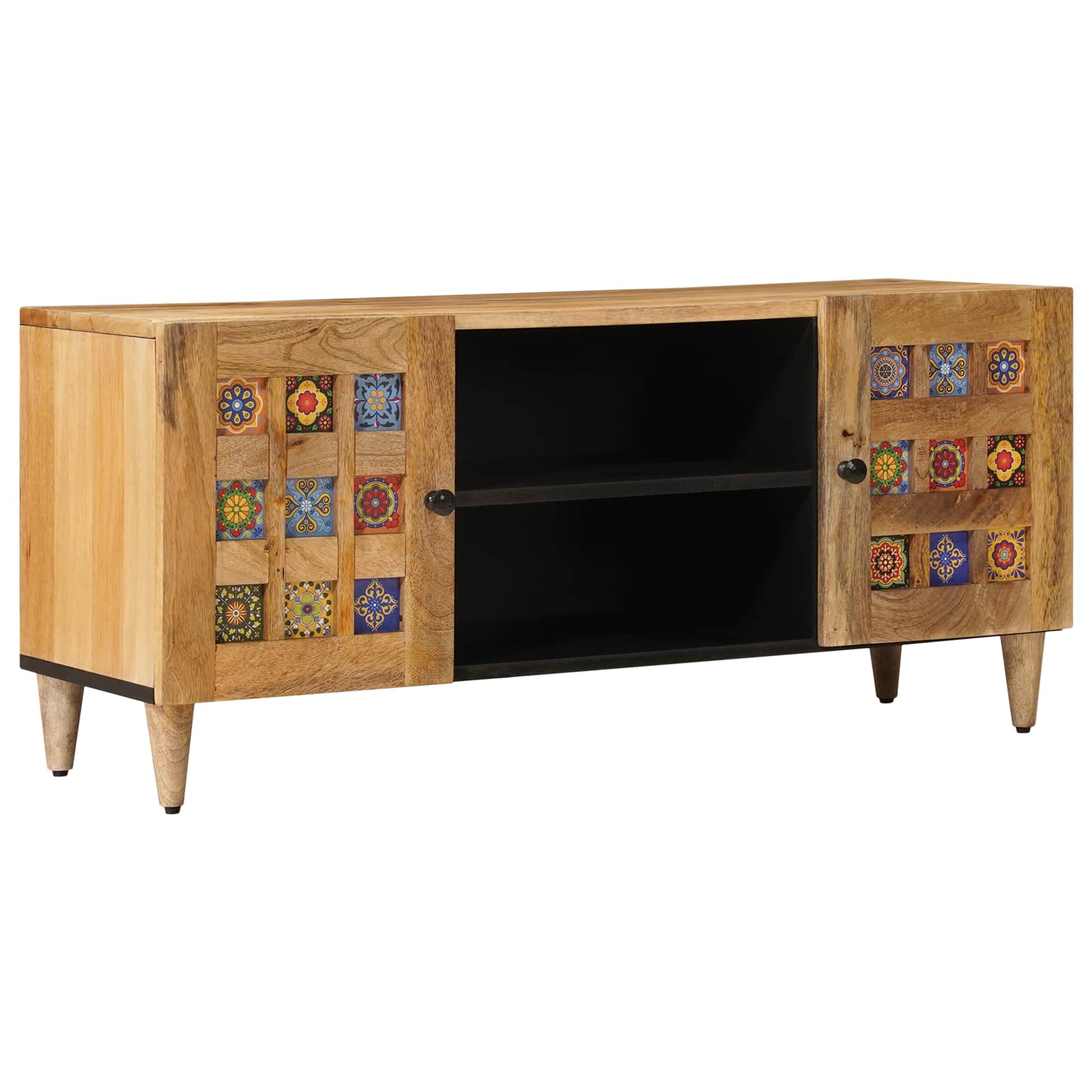 TV-kast met plank Naturel 105 x 33 x 46 cm Massief Mango Hout is nu te koop bij PeponiXL, paradijselijk wonen!