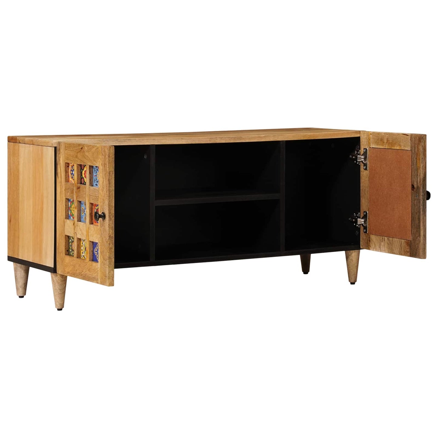 TV-kast met plank Naturel 105 x 33 x 46 cm Massief Mango Hout is nu te koop bij PeponiXL, paradijselijk wonen!