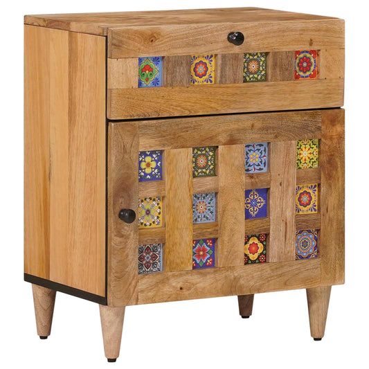 Nachtkastje met lade Naturel 50 x 33 x 60 cm Massief Mango Hout is nu te koop bij PeponiXL, paradijselijk wonen!