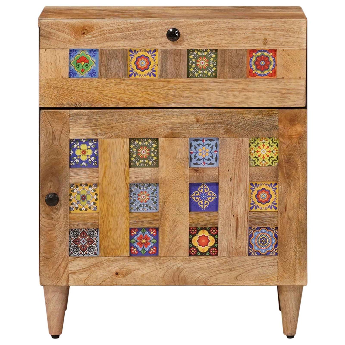 Nachtkastje met lade Naturel 50 x 33 x 60 cm Massief Mango Hout is nu te koop bij PeponiXL, paradijselijk wonen!