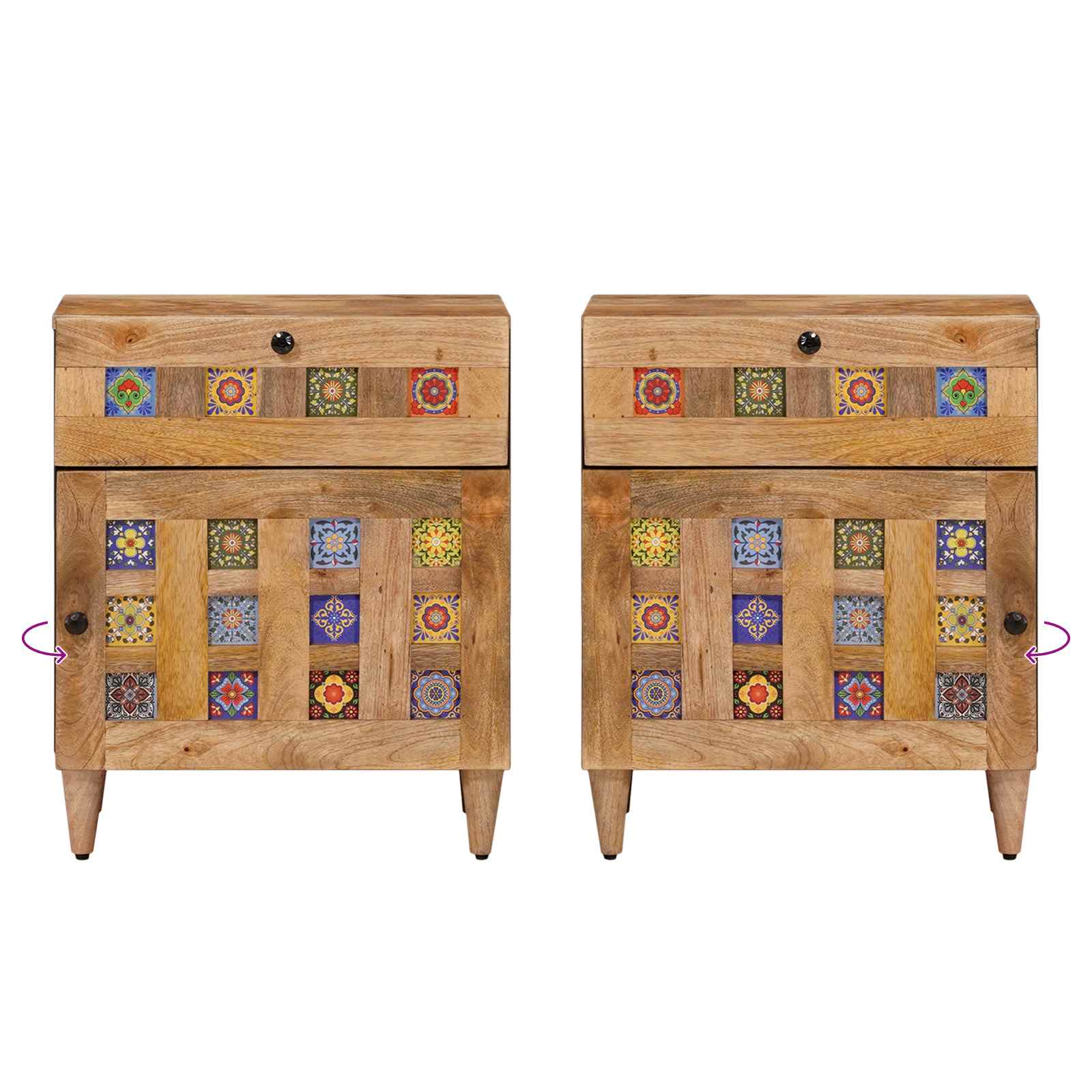 Nachtkastje met lade Naturel 50 x 33 x 60 cm Massief Mango Hout is nu te koop bij PeponiXL, paradijselijk wonen!