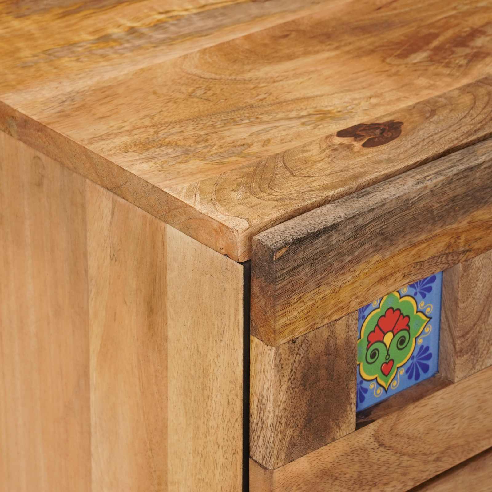Nachtkastje met lade Naturel 50 x 33 x 62 cm Massief Mango Hout is nu te koop bij PeponiXL, paradijselijk wonen!