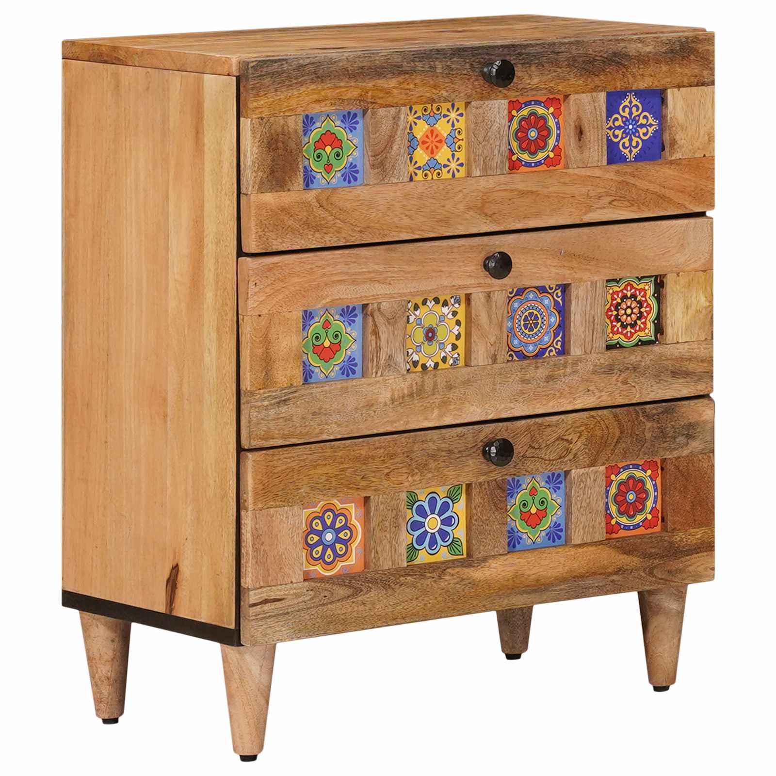 Nachtkastje met lade Naturel 50 x 33 x 62 cm Massief Mango Hout is nu te koop bij PeponiXL, paradijselijk wonen!