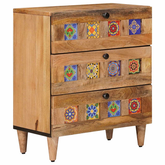 Nachtkastje met lade Naturel 50 x 33 x 62 cm Massief Mango Hout is nu te koop bij PeponiXL, paradijselijk wonen!
