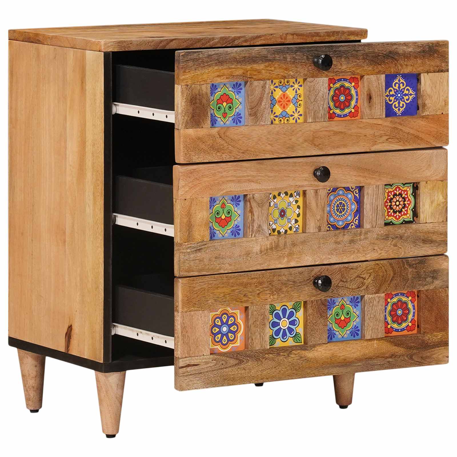 Nachtkastje met lade Naturel 50 x 33 x 62 cm Massief Mango Hout is nu te koop bij PeponiXL, paradijselijk wonen!