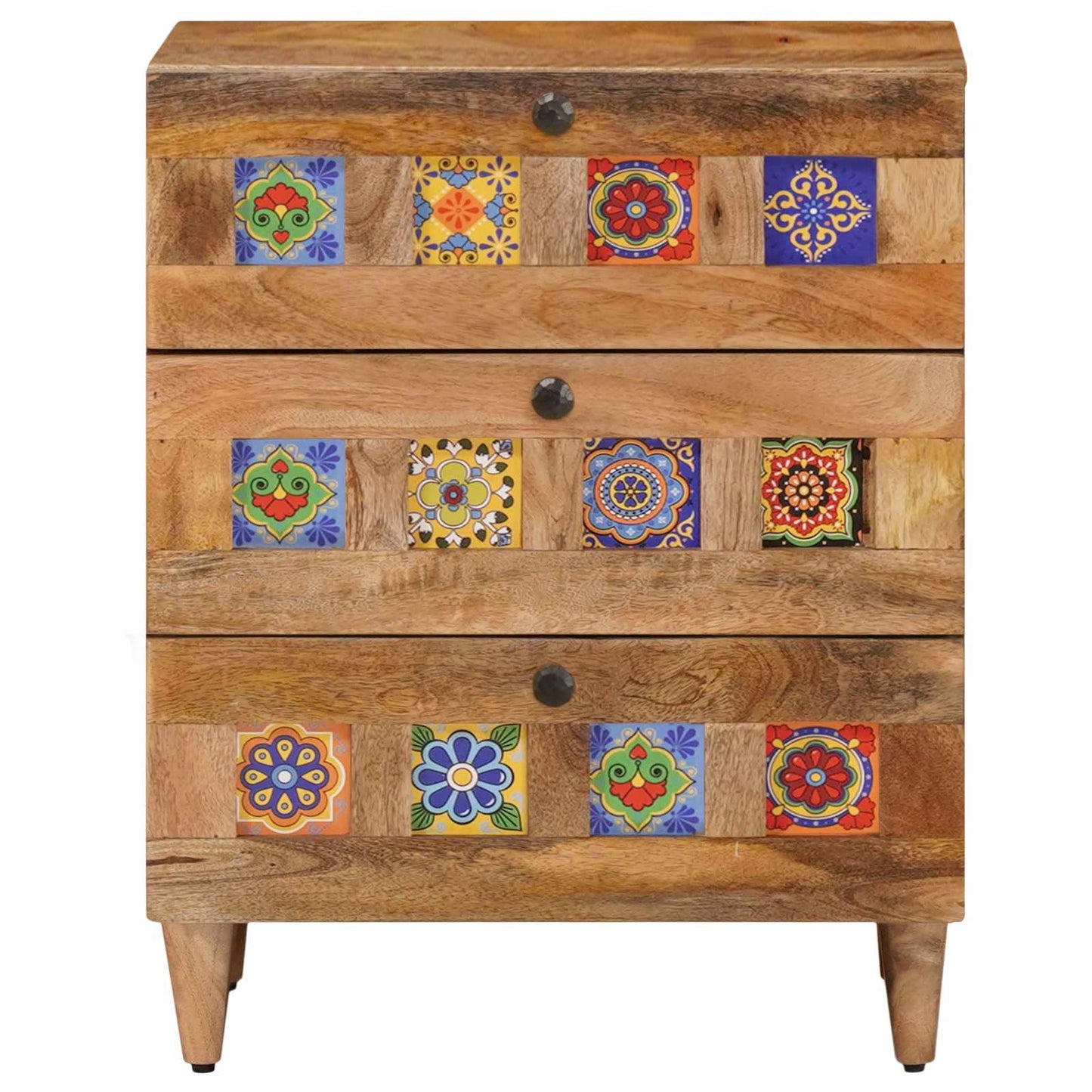 Nachtkastje met lade Naturel 50 x 33 x 62 cm Massief Mango Hout is nu te koop bij PeponiXL, paradijselijk wonen!