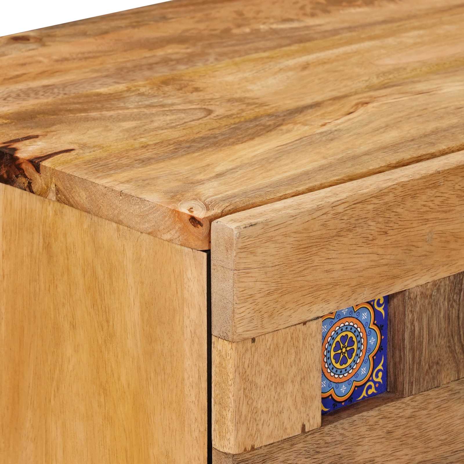 Nachtkastje met lade Naturel 50 x 33 x 60 cm Massief Mango Hout is nu te koop bij PeponiXL, paradijselijk wonen!