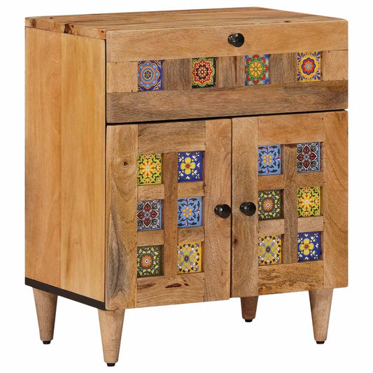 Nachtkastje met lade Naturel 50 x 33 x 60 cm Massief Mango Hout is nu te koop bij PeponiXL, paradijselijk wonen!