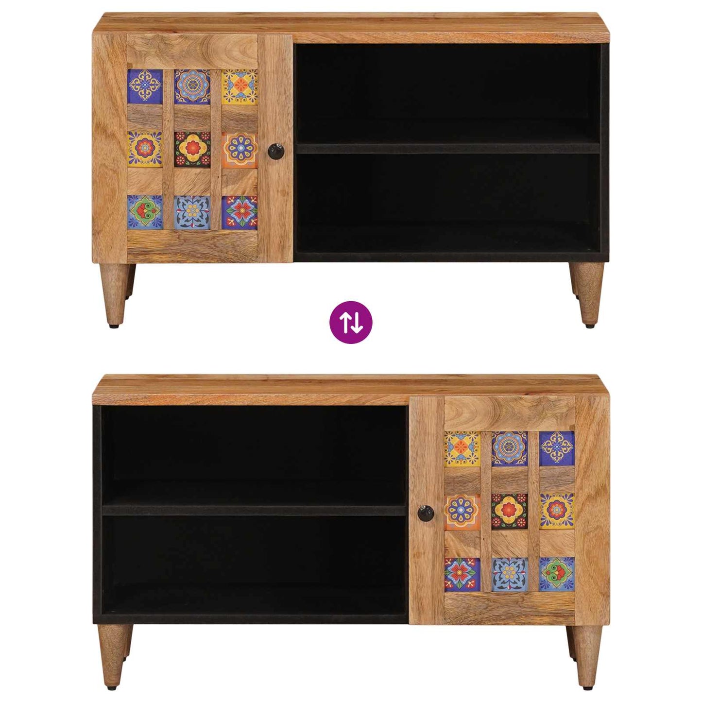 TV-kast met opslag Naturel 80 x 33 x 46 cm Massief Mango Hout is nu te koop bij PeponiXL, paradijselijk wonen!