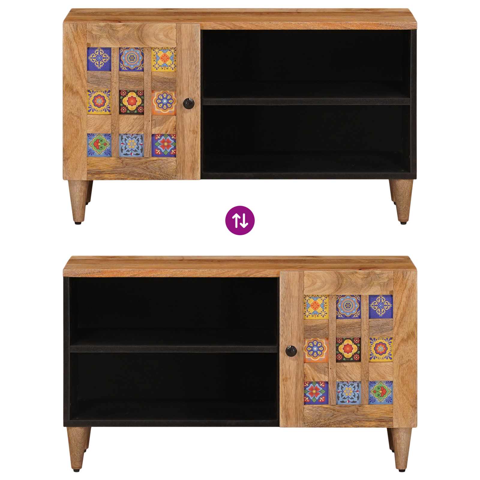 TV-kast met opslag Naturel 80 x 33 x 46 cm Massief Mango Hout is nu te koop bij PeponiXL, paradijselijk wonen!