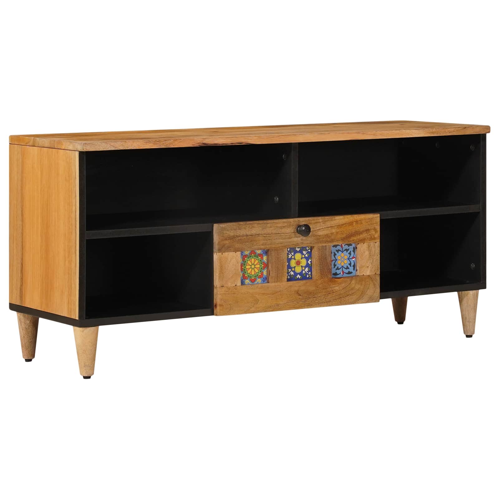TV-kast met lade Naturel 100 x 33 x 46 cm Massief Mango Hout is nu te koop bij PeponiXL, paradijselijk wonen!