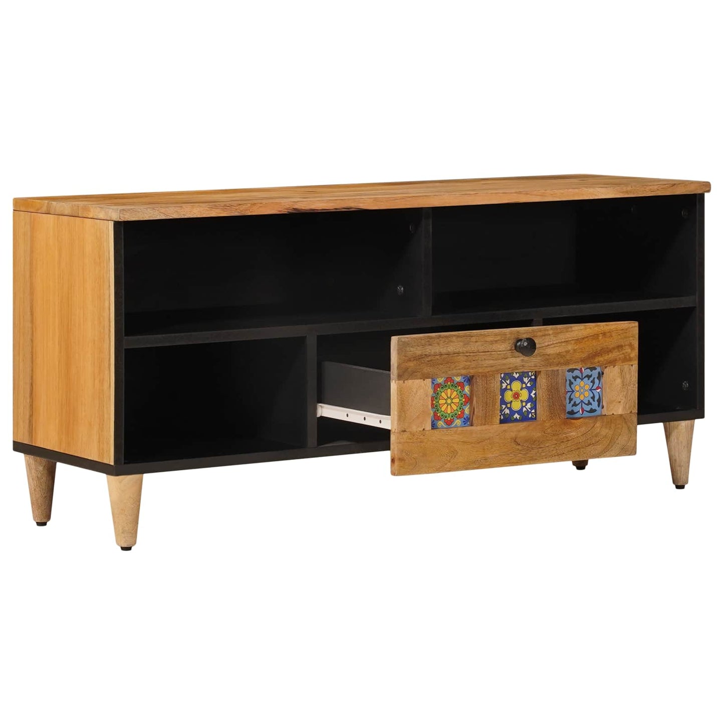 TV-kast met lade Naturel 100 x 33 x 46 cm Massief Mango Hout is nu te koop bij PeponiXL, paradijselijk wonen!