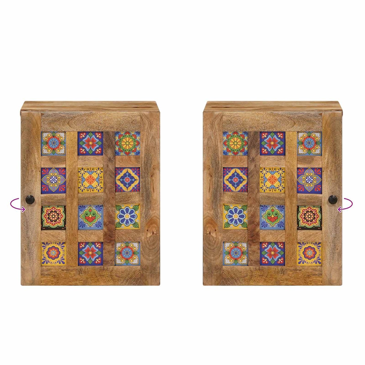 Badkamer Hangkast Naturel 38 x 33 x 48 cm Massief Mango Hout is nu te koop bij PeponiXL, paradijselijk wonen!