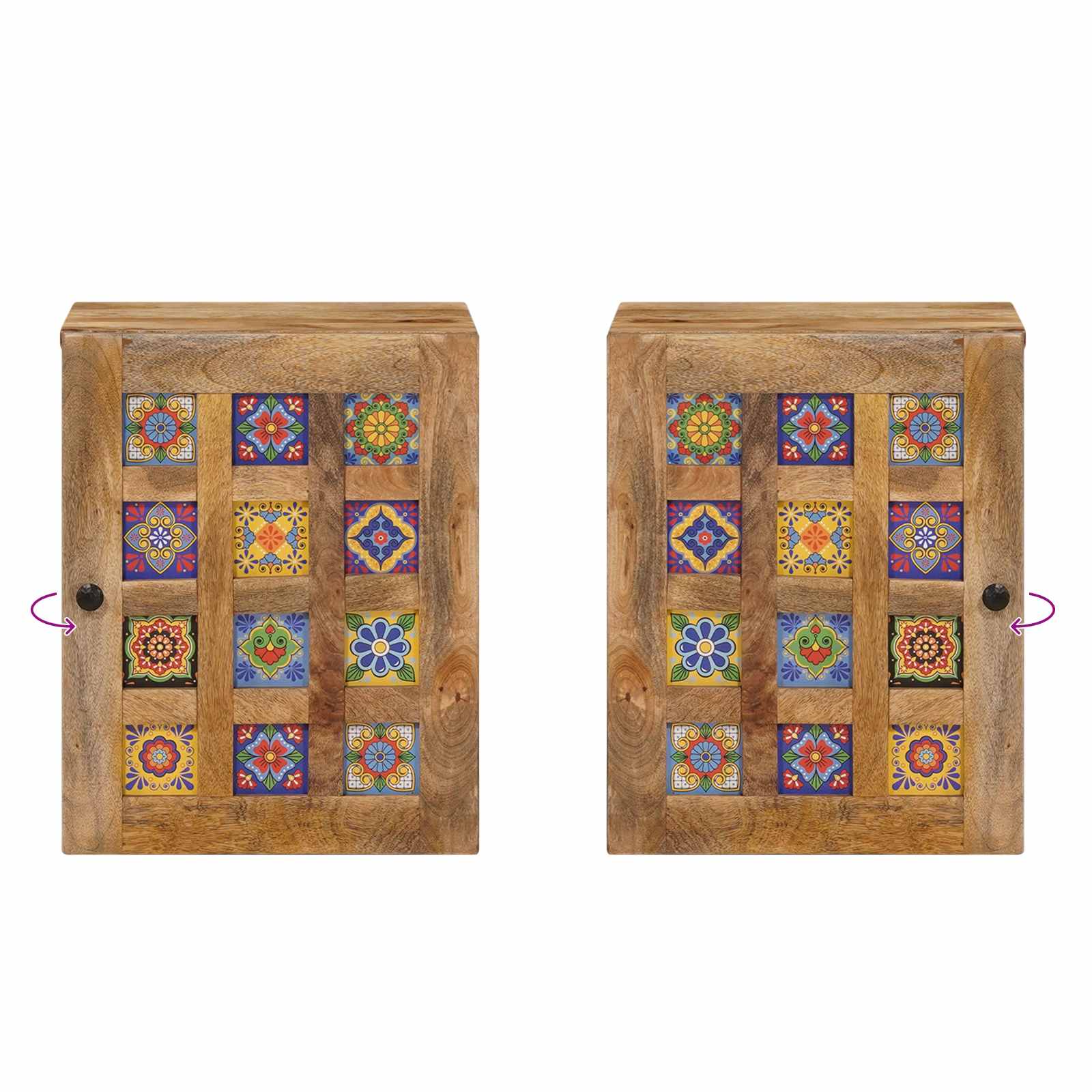 Badkamer Hangkast Naturel 38 x 33 x 48 cm Massief Mango Hout is nu te koop bij PeponiXL, paradijselijk wonen!