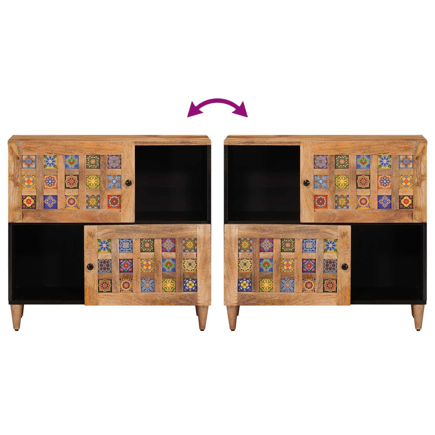 Dressoir Naturel 80 x 33,5 x 75 cm Massief Mango Hout is nu te koop bij PeponiXL, paradijselijk wonen!