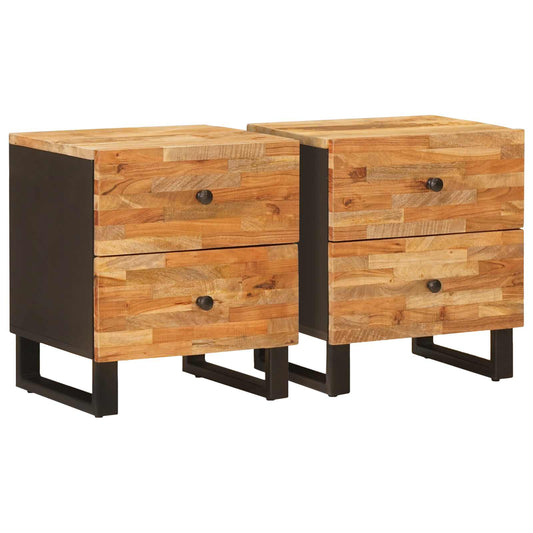 Nachtkastje 2 pcs Bruin 40 x 33 x 46 cm Massief Mango Hout is nu te koop bij PeponiXL, paradijselijk wonen!